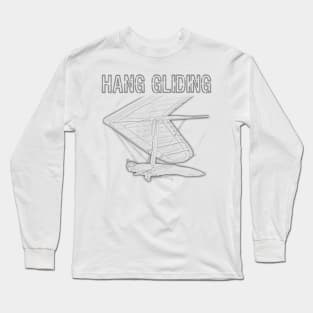 Hang Gliding Pencil Illustration Long Sleeve T-Shirt